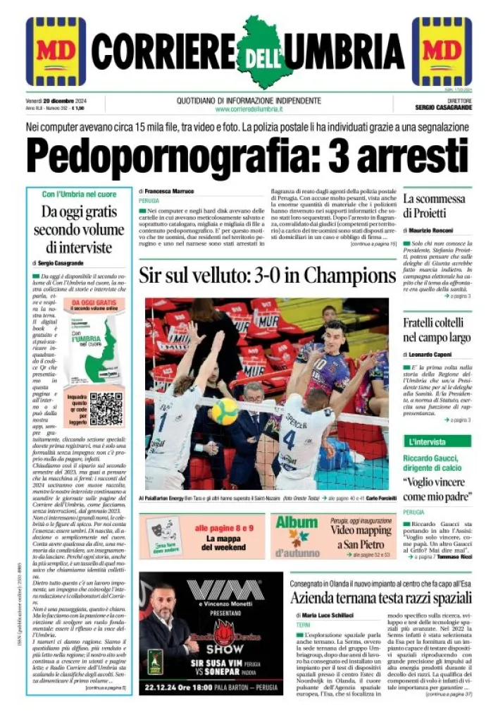 Prima-pagina-corriere umbria-del-2024-12-20